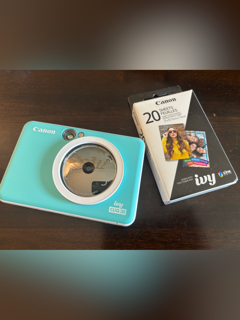 Canon ivy CLIQ 2 Instant Camera Printer Aqua Blue Turquoise